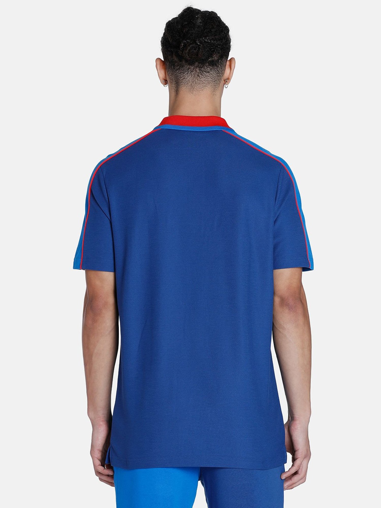 Puma Blue Cotton Regular Fit Printed Polo T-Shirt