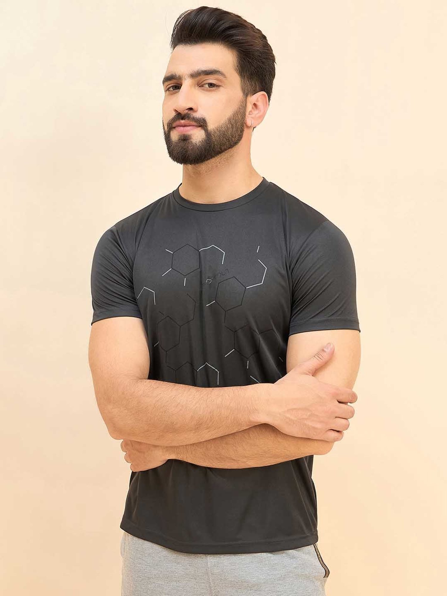 Sweet Dreams Dark Grey Regular Fit Printed Crew T-Shirt