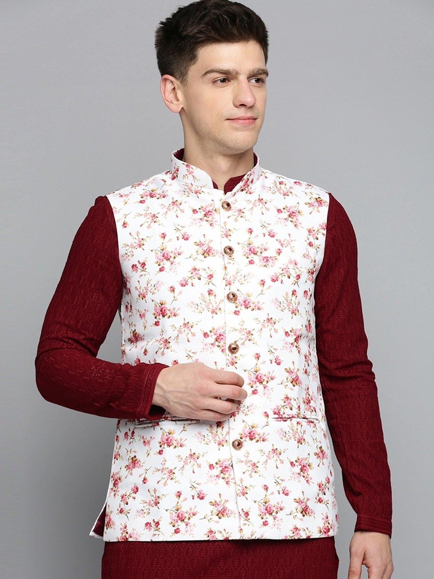 Fabindia Multicolor Regular Fit Printed Cotton Nehru Jacket