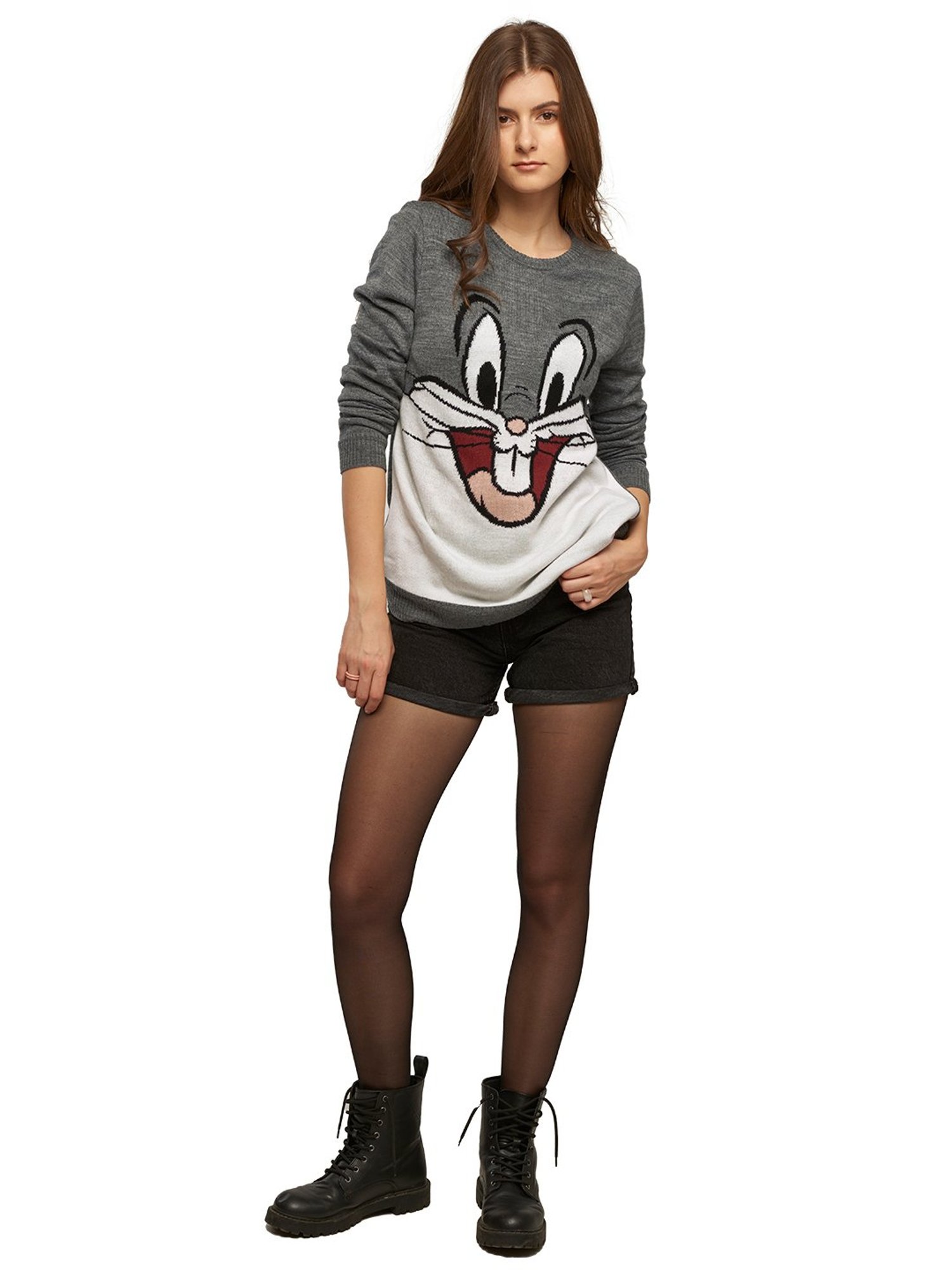 The Souled Store Grey Looney Tunes Bugs Bunny Print  Sweater