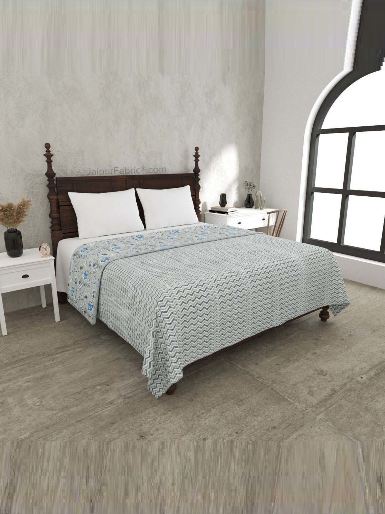 JaipurFabric Coin Grey Mulmul Cotton 150 GSM Reversible Ac Dohar