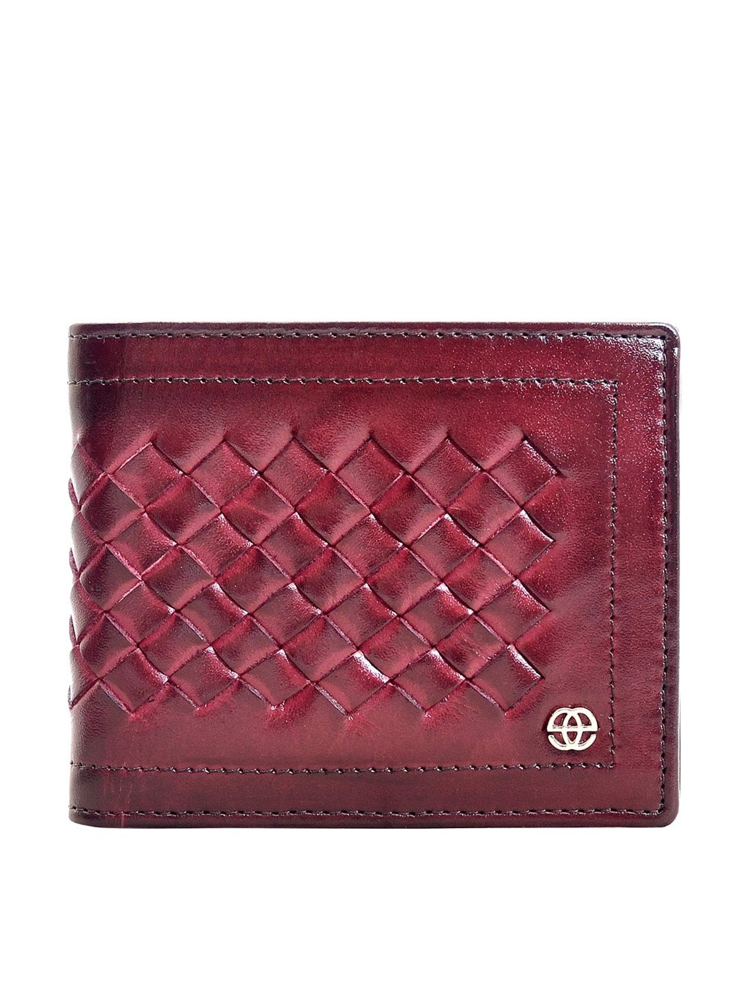 Eske Maroon Textured Bi-Fold Wallet for Men
