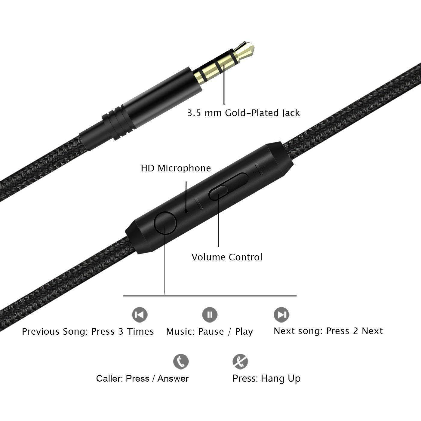 AILIHEN C8 Headphones with Microphone and Volume Control for Smartphone _Black_Blue_