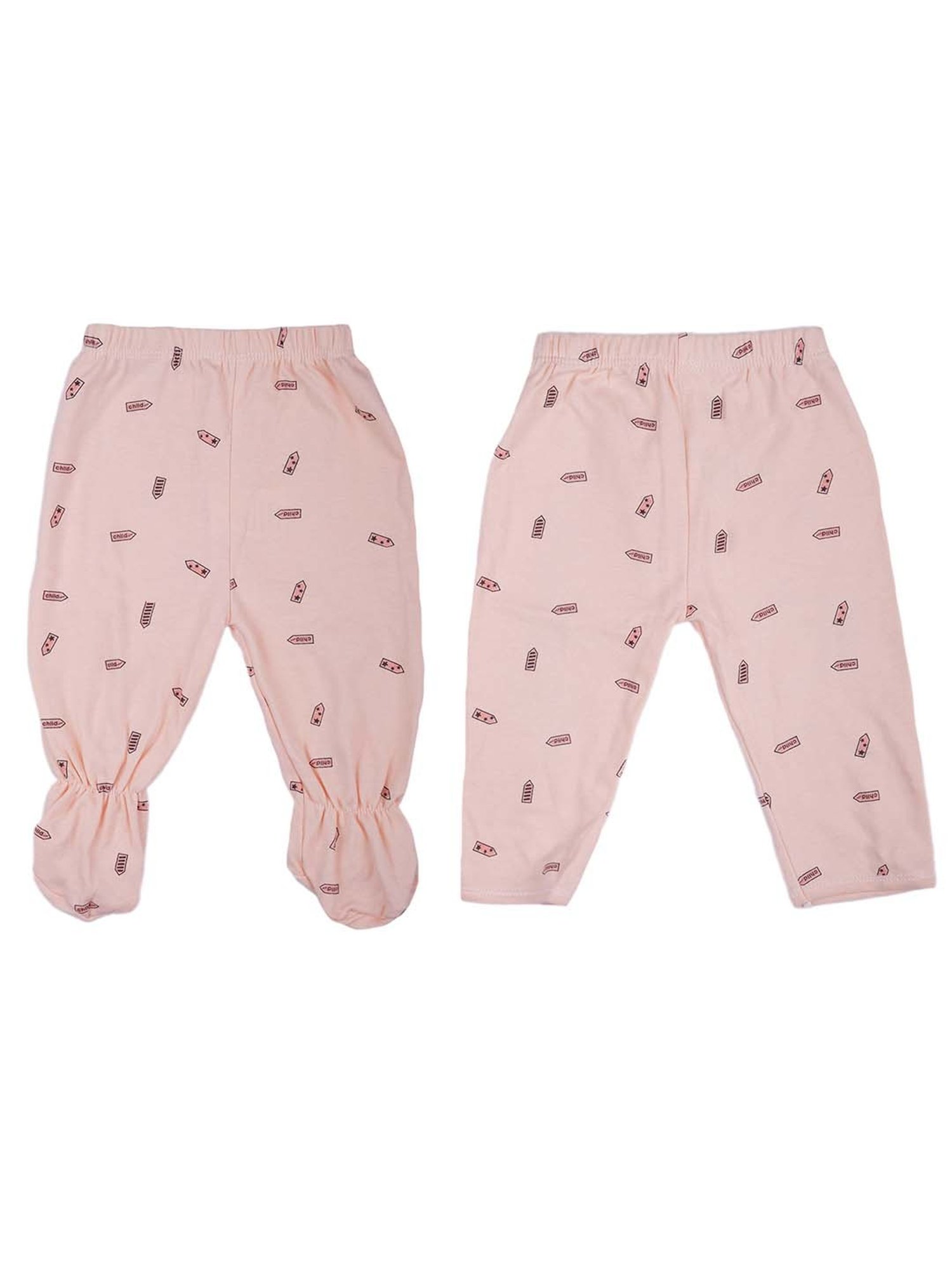 Baby Moo Kids Peach Printed Full Sleeves T-Shirt Set