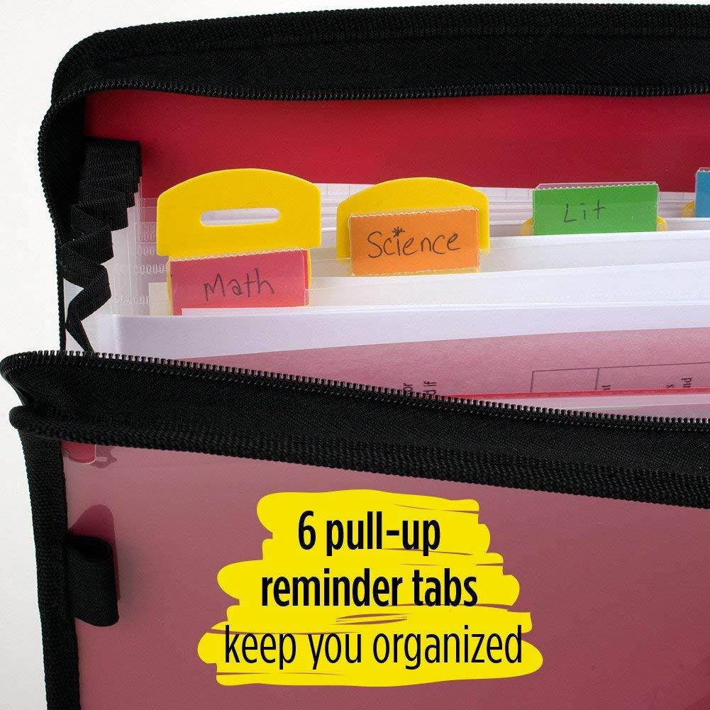 Five Star Expanding File, 7-Pocket Expandable Folder, Zipper Closure, Customizable, Red (72705)