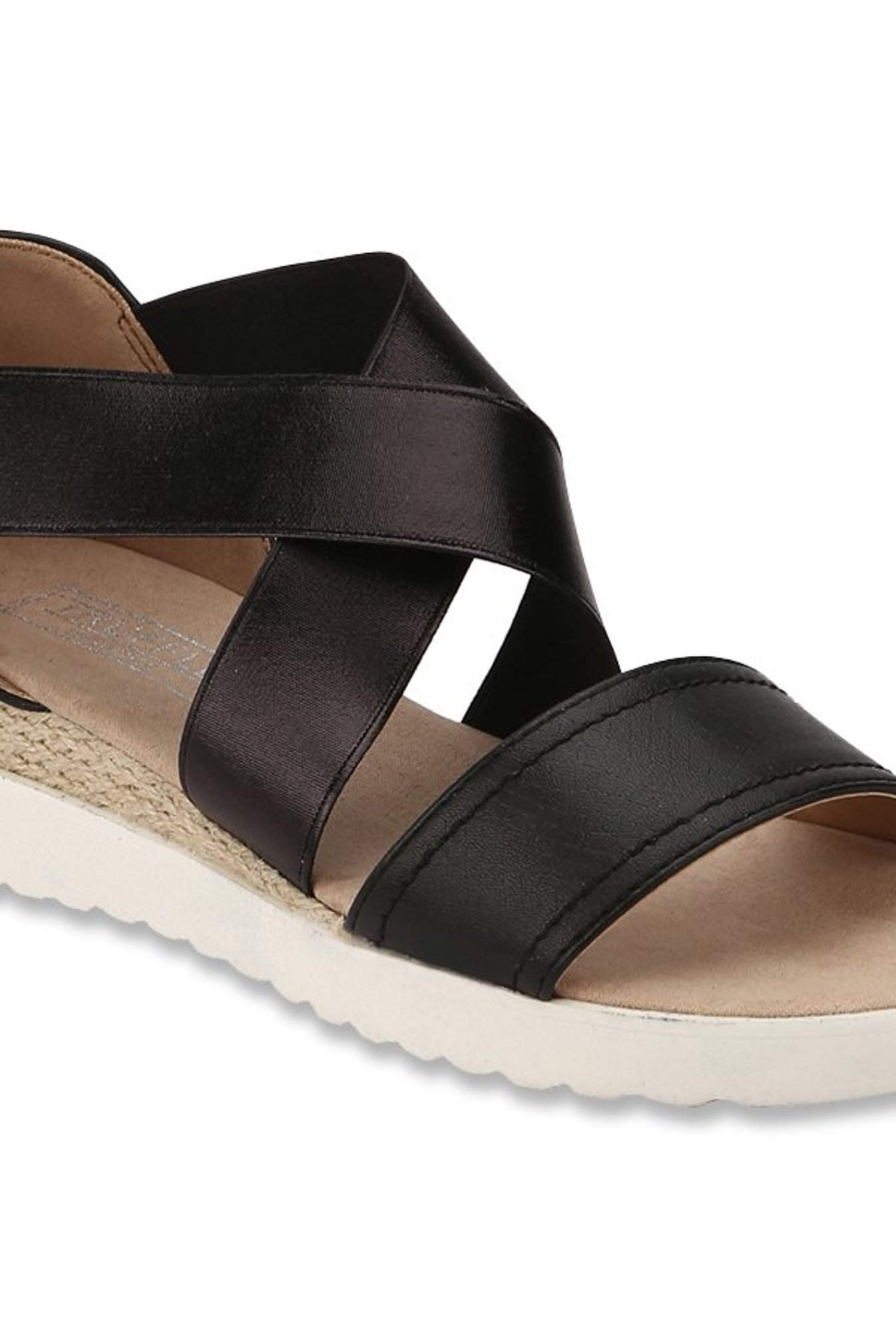 Truffle Collection Black Espadrille Wedges