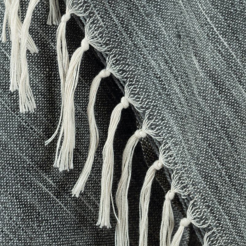 50"x60" Stripe Throw Blanket Dark Gray - Rizzy Home