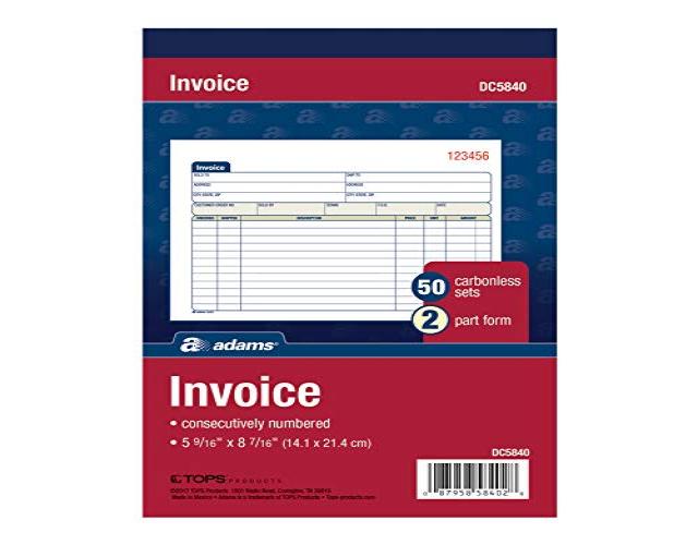 Adams Carbonless Invoice Book
