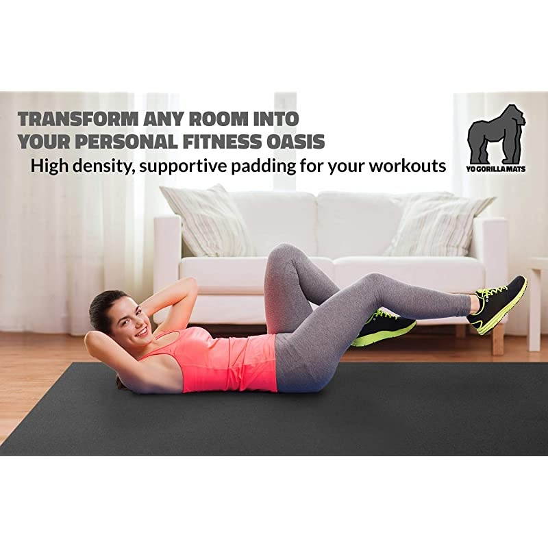 Large Exercise Mat - 6' x 4' x 1/4" Ultra Durable, Non-Slip, Workout Mats for Home Gym Flooring - Plyo, Jump, Cardio, MMA Mats - Use with or Without Shoes (72" Long x 48" Wide x 6mm Thick)