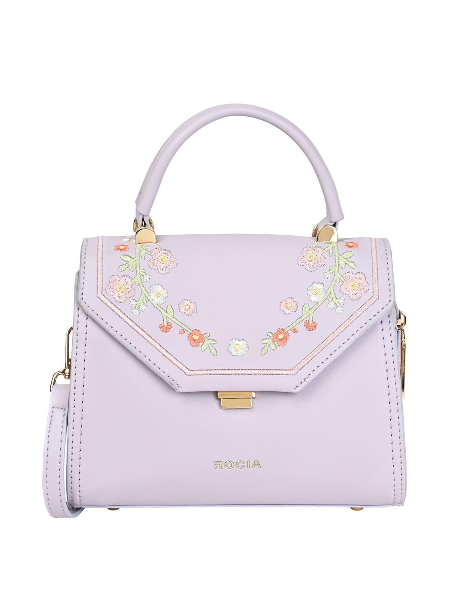 Rocia by Regal Purple PU Embroidered Satchel Handbag