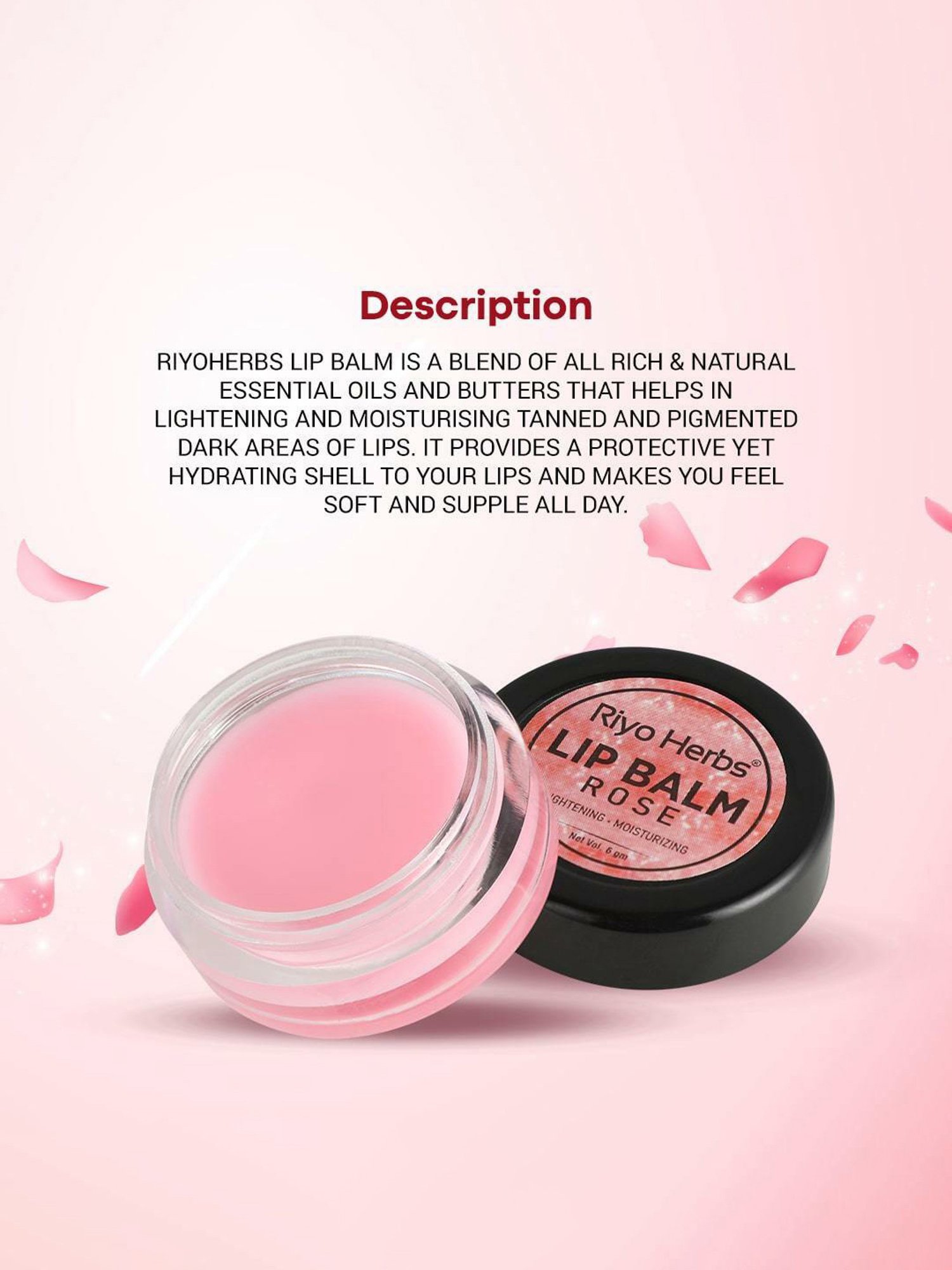 Riyo Herbs Rose Lip Balm - 6 gm