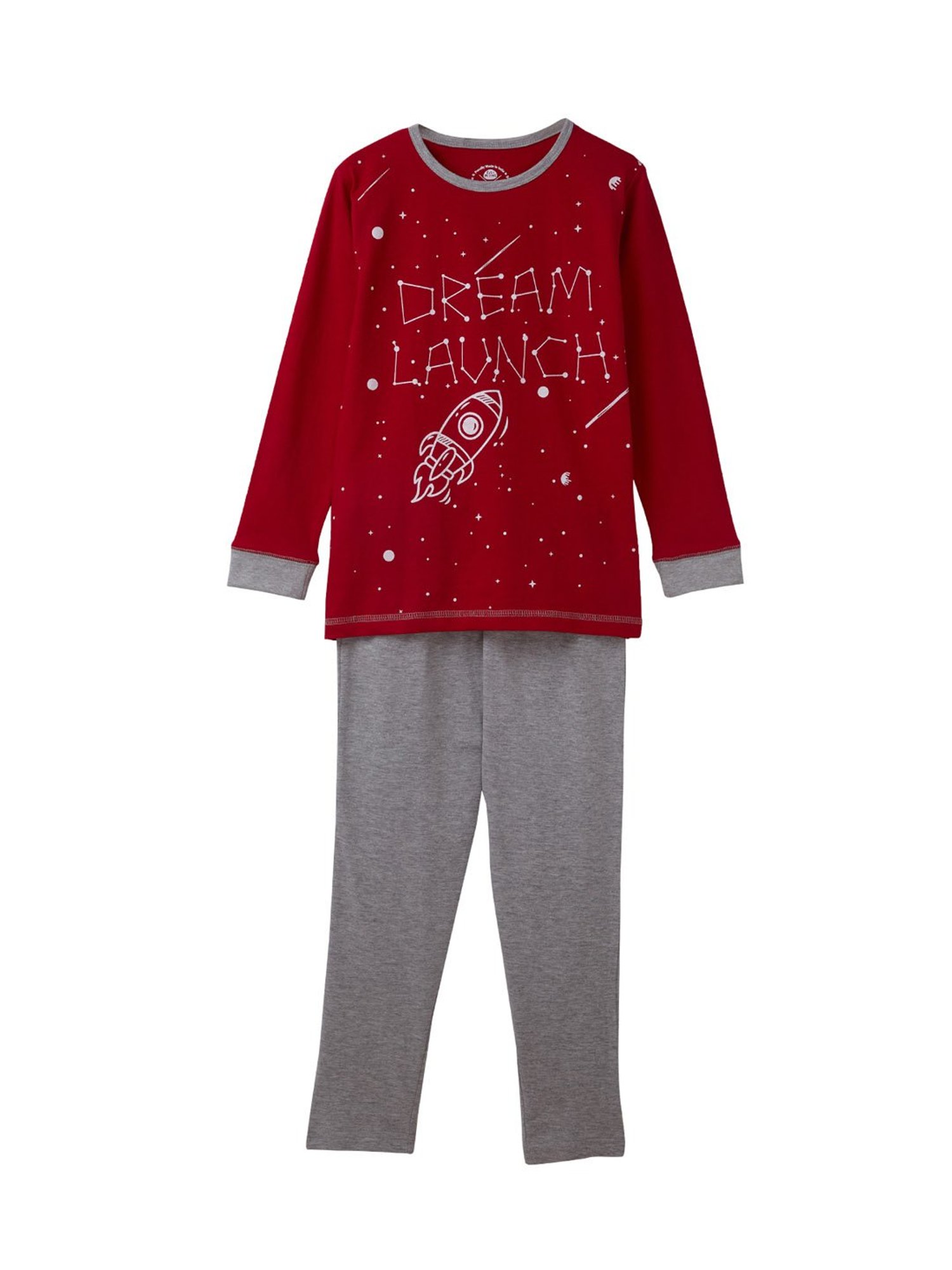 Cub McPaws Boys Red & Grey Printed T-Shirt with Pajamas