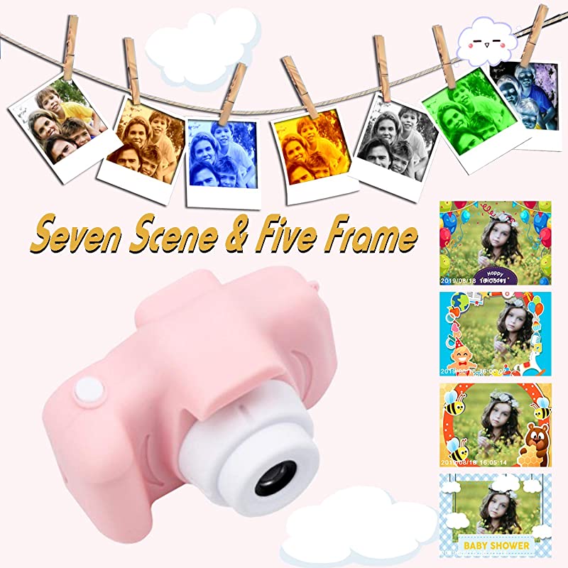 CameraChildren Digital Cameras Kid Action Camera Toddler Video Recorder 1080P IPS 2 InchChild Rechargeable Camera with 16GB TF CardChristmas and Birthday Gifts for Girls Age 38Pink