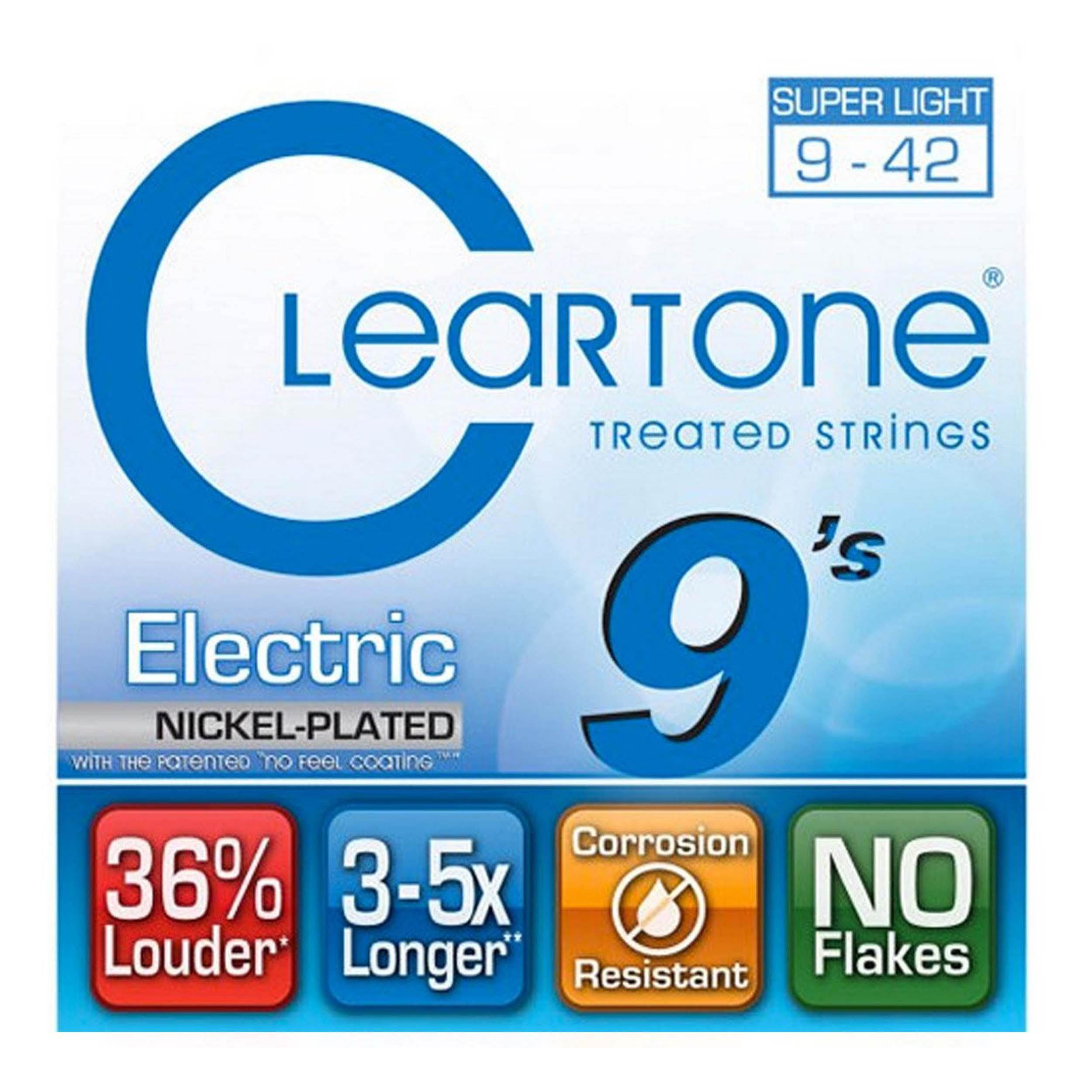 Cleartone Electric Guitar Strings Nickel Plated -Super Light 9-42 - 9409 -1 Pack