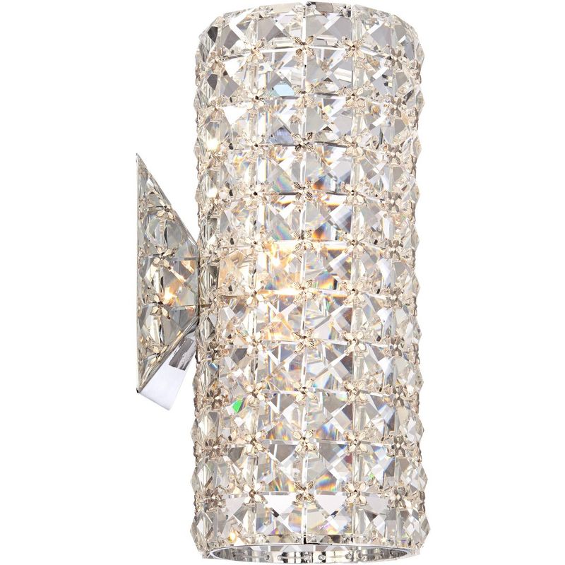 Vienna Full Spectrum Modern Wall Light Sconce Chrome Hardwired 10 1/4" High Fixture Crystal Cylinder for Bedroom Bathroom Hallway