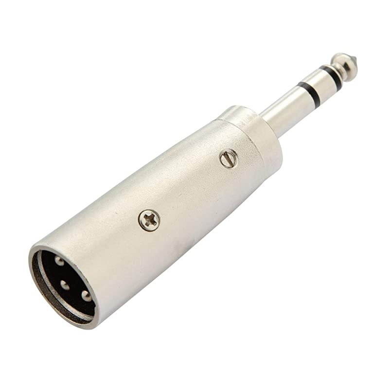 XLR Male to 1/4 Adapter, 6.35mm TRS Stereo Plug to XLR Male Audio Adapter Gender Changer Connector, Silver, 1 Pack -