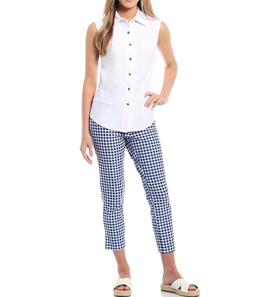 Jude Connally Lucia Print Ponte Knit Pull-On Ankle Pants