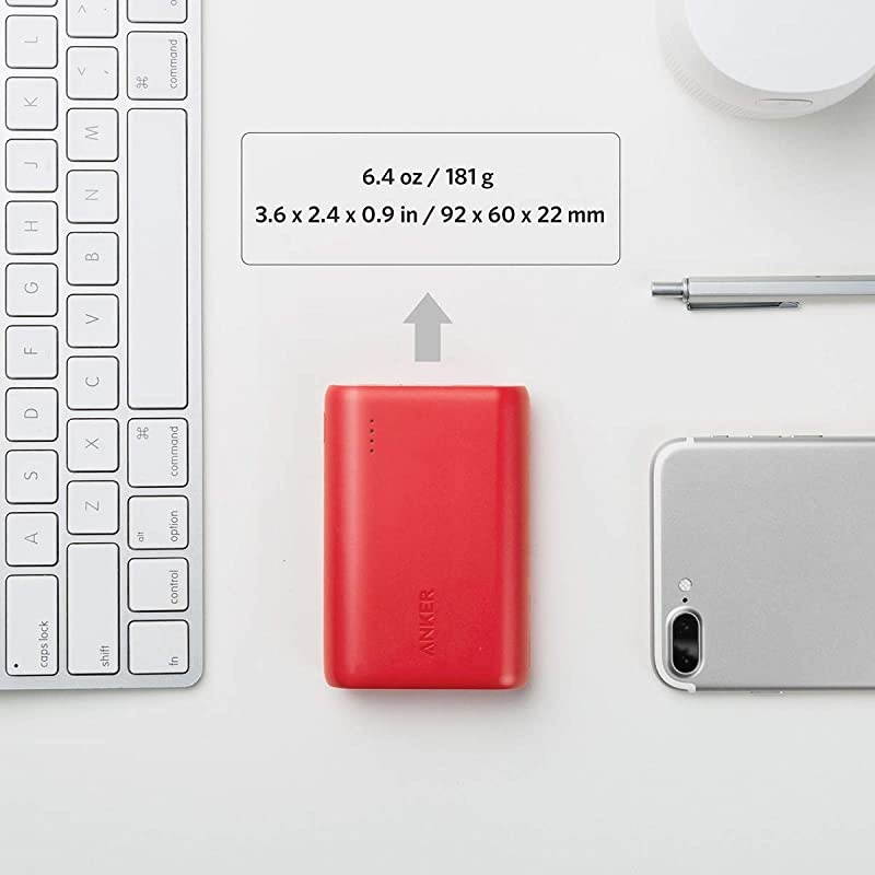 PowerCore 10000 Portable Charger One of The Smallest and Lightest 10000mAh External Battery UltraCompact HighSpeedChargingTechnology Power Bank for iPhone Samsung Galaxy and More Red
