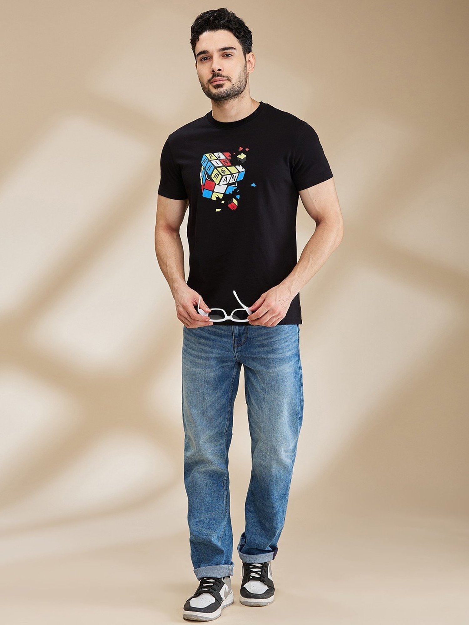 Being Human Black Regular Fit Printed T-Shirt