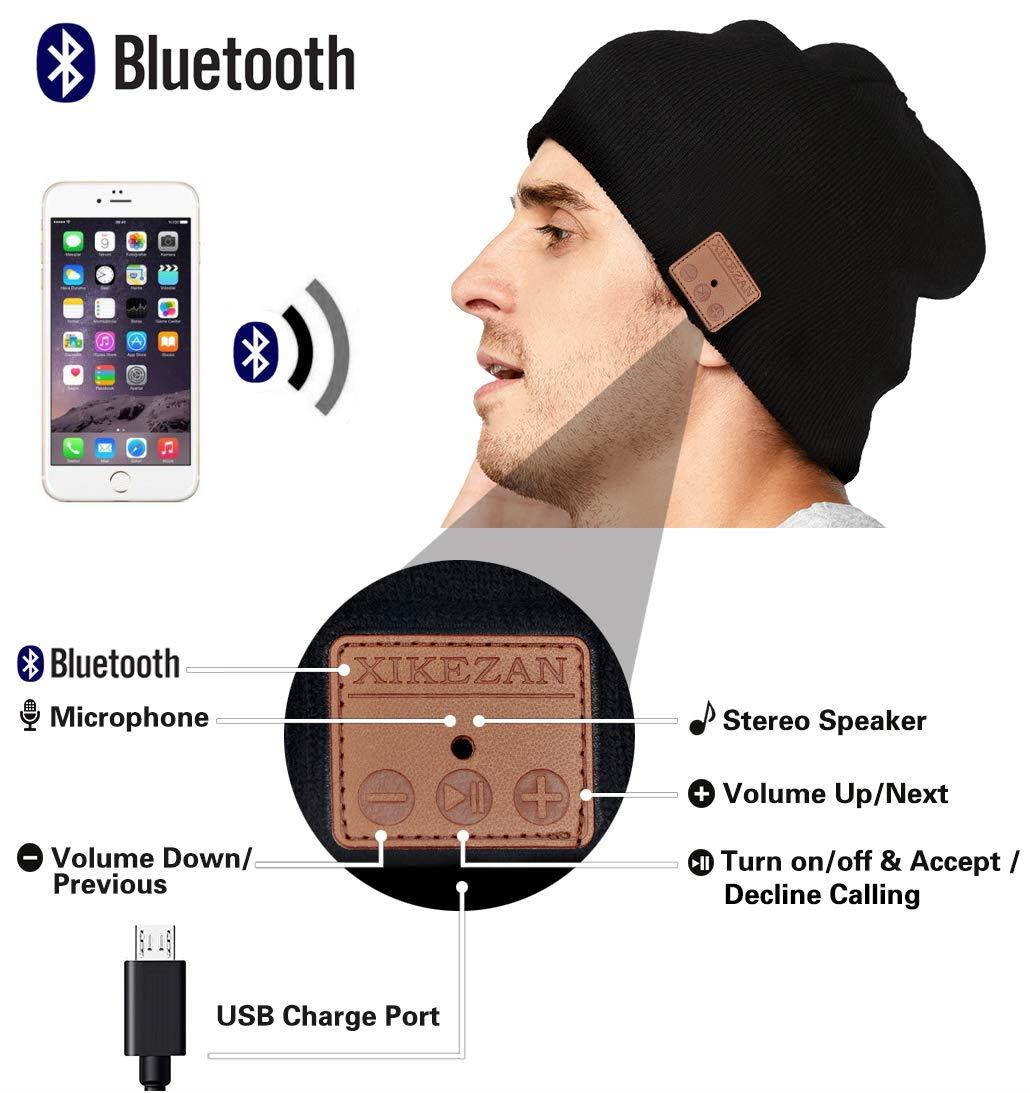 Upgraded Unisex Knit Bluetooth Beanie Winter Music Hat Headphones V4.2 w/Built-in Stereo Speaker Unique Christmas Tech Gag Gifts for Boyfriend/Him/Men/Teen Boys/Stocking Stuffers Best Friend Birthday