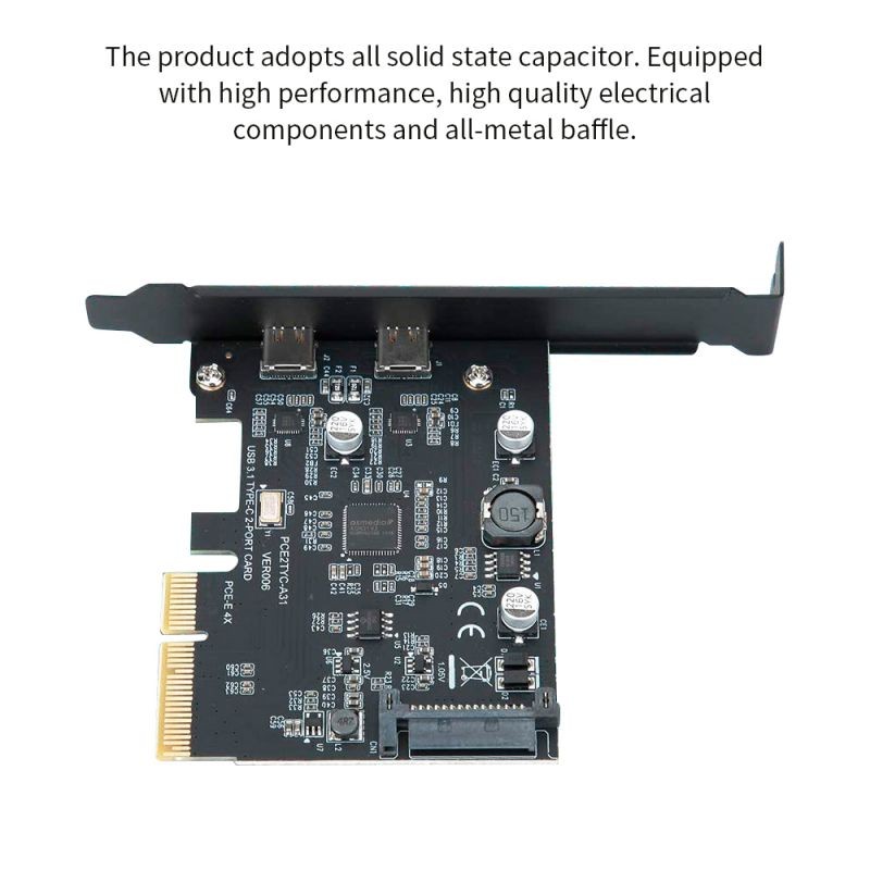 Add on Cards USB 3.1 Dual 10Gbps 2x Type-C Ports PCI Express Controller Riser Card Expansion Adapter for Mac Pro Windows Miner