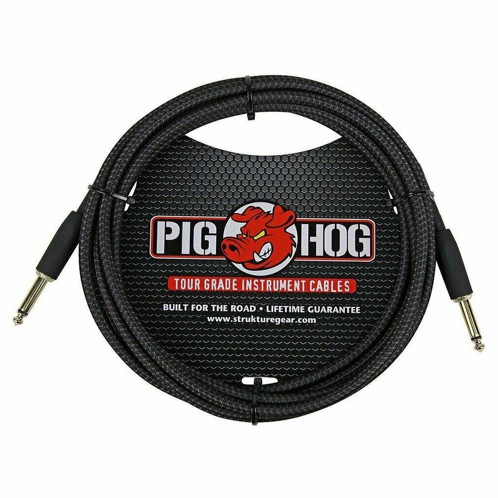 5 PACK Pig Hog Instrument Cable Black Woven 1/4' to 1/4' 10 ft. Black Woven, PCH