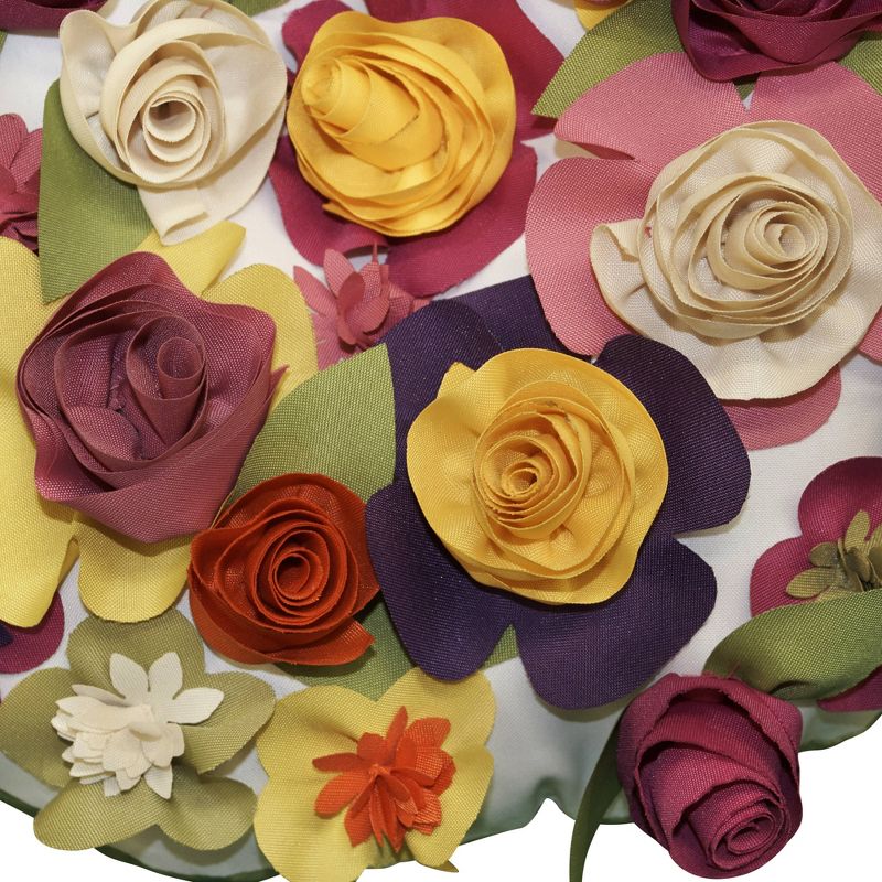 15" x 15" Dimensional Spring Floral Round Decorative Patio Throw Pillow - Edie@Home