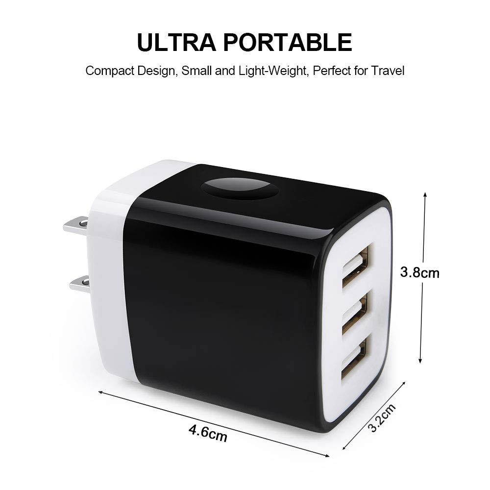 3 Port USB Wall Plug, GiGreen 3.1A Ultra Compact Charger Adapter Home Travel Charging Cube Block Compatible iPhone Xs X 8 7 6s Plus Samsung S9 S8 S7 S6 Note 8, LG, Nexus, One Plus, HTC, Moto, Nokia