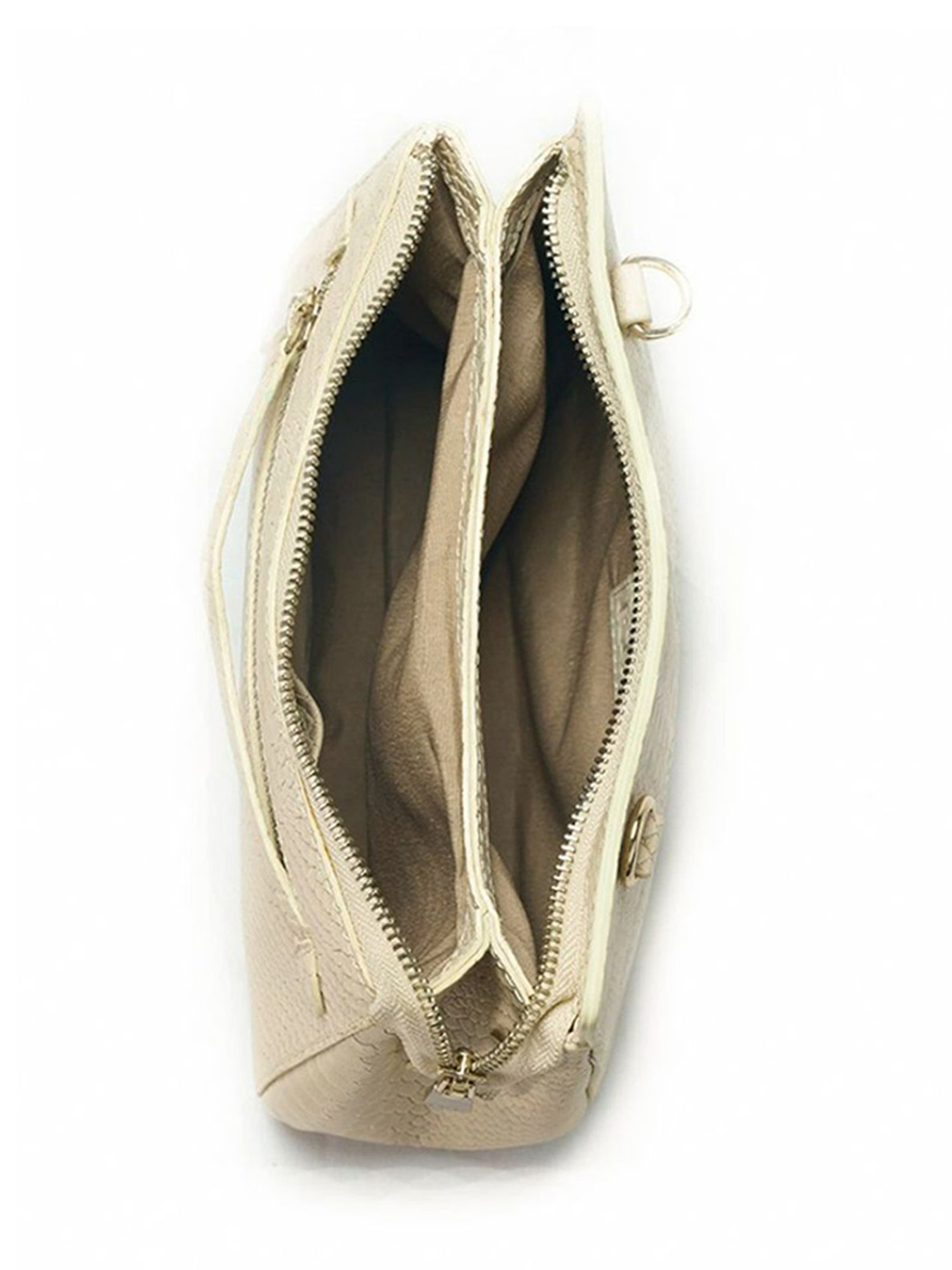 RI2K London Cream Leather Medium Animal Effect Cross Body Bag