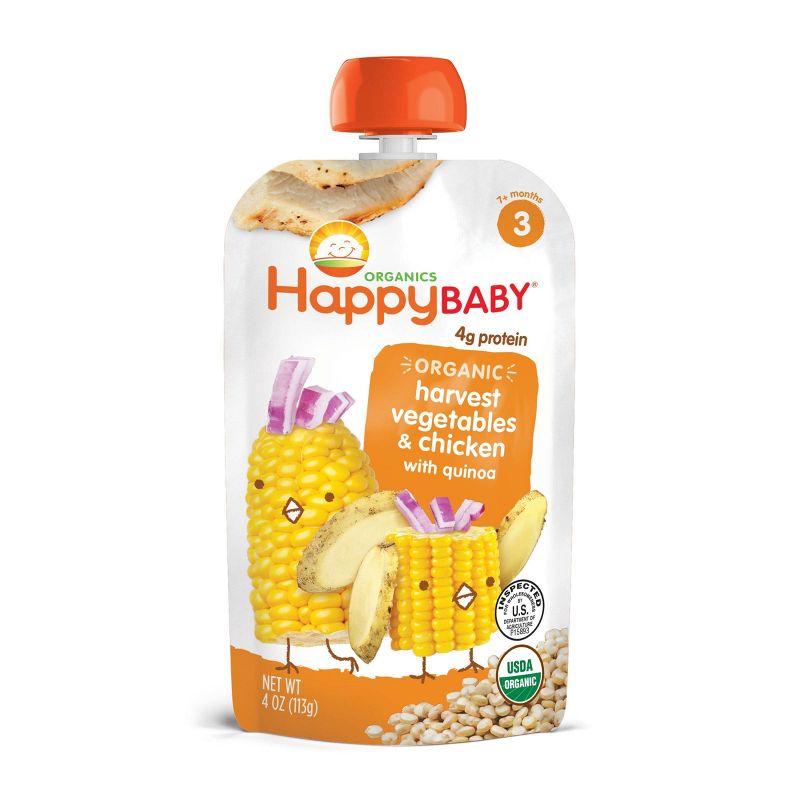 HappyBaby Organic Harvest Vegetables & Chicken with Quinoa Baby Food Pouch - 4oz