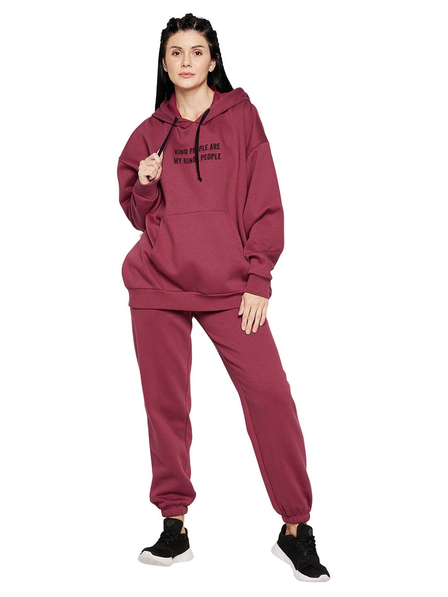 EDRIO Maroon Graphic Print Tracksuit