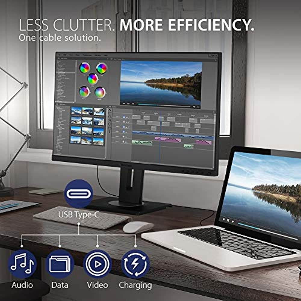 ViewSonic VG2455-2K 24" Quad HD 2560 x 1440 2K HDMI DisplayPort USB 3.1 Type-C Built-in Speakers USB 3.0 Hub Anti-Glare Backlit LED Height Adjustable IPS Monitor