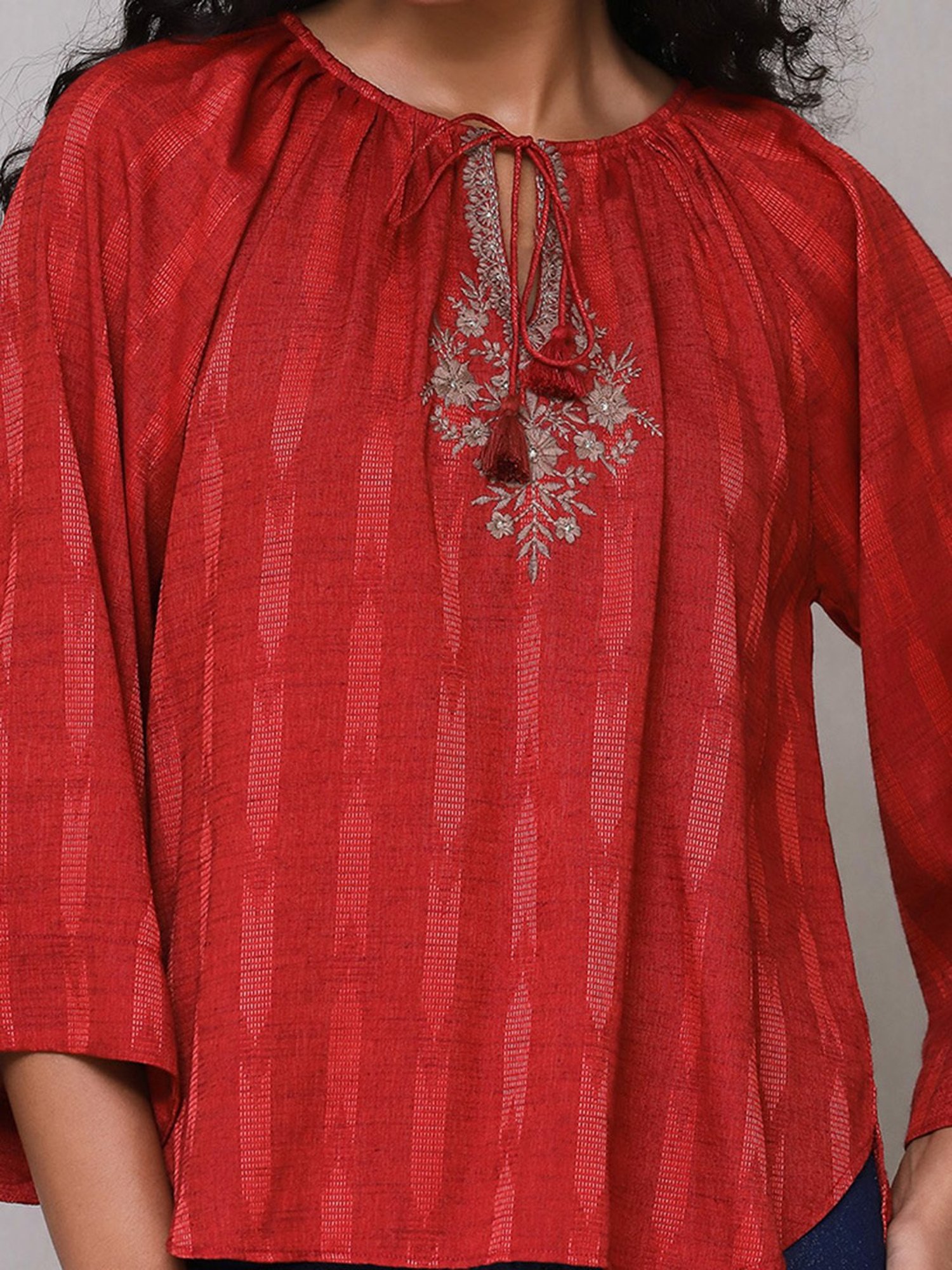 aarke Ritu Kumar Red Embroidered Top