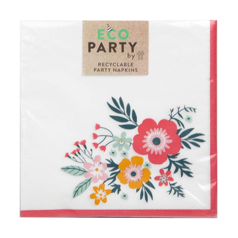 13" 20pk Eco Party Printed Floral Disposable Napkins