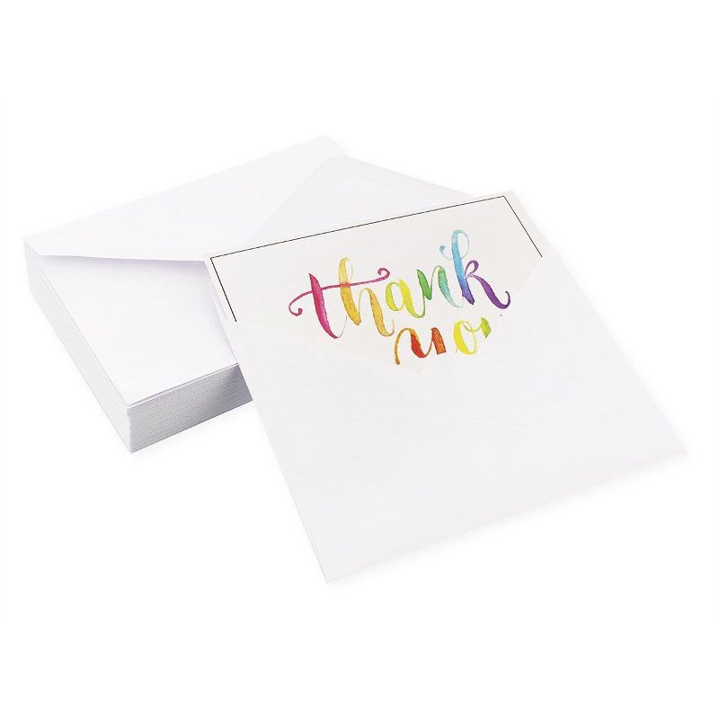 Sustainable Greetings 144 Pcs Thank You Cards Bulk Set, Watercolor Design Thank You Notes & Envelopes