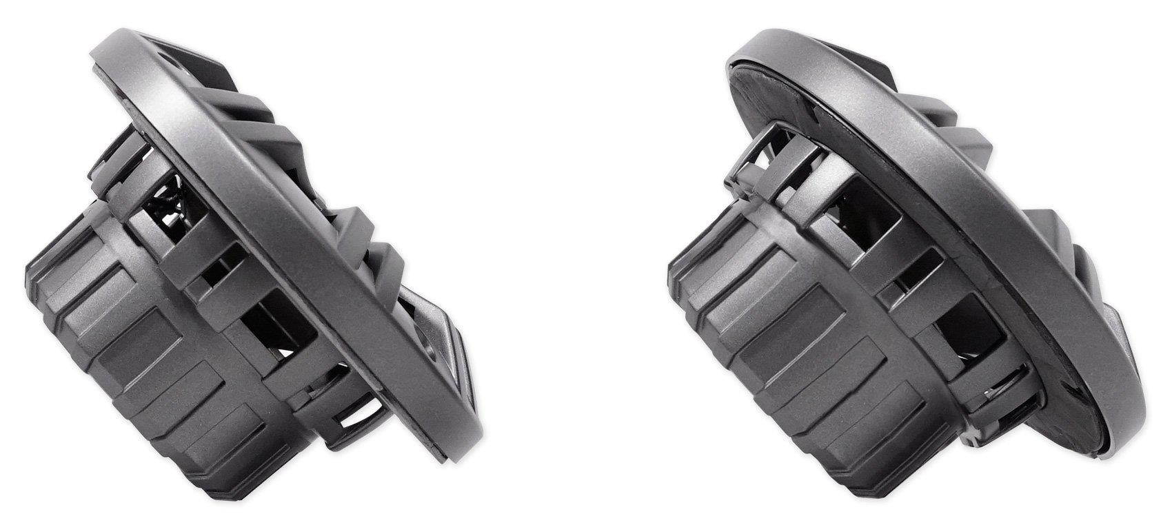 Kicker KM4 4-Inch (100mm) Marine Coaxial Speakers with 1/2-Inch (13mm) Tweeters, 2-Ohm, Charcoal and White Grilles