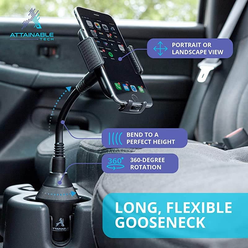 Universal Car Phone Holder Long Neck Cup Holder Phone Mount Wont Obstruct Your View While Driving Swivel Cell Phone Car Mount for iPhone Samsung Galaxy Note Max More