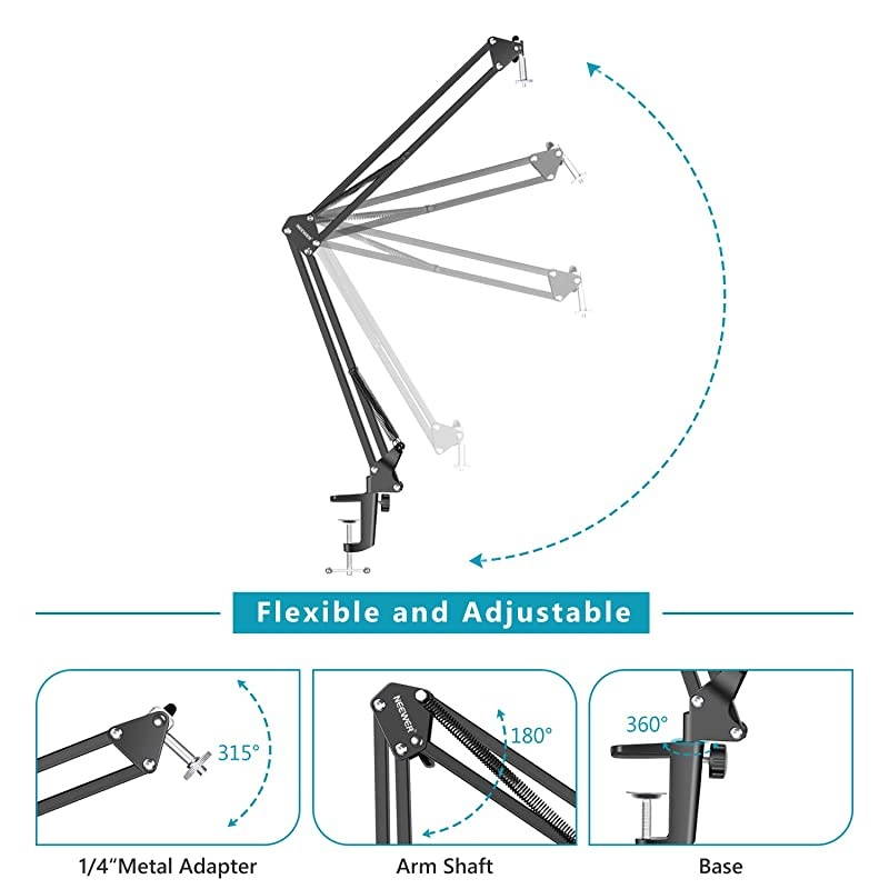 Desktop Clamp Adjustable Suspension Boom Scissor Arm Stand Holder 360 Degree Rotation Swivel Mount, Load up to 2.2 pounds/1 kilograms for Logitech Webcam C922 C930e C930 C920 C615 C960 C980 pro