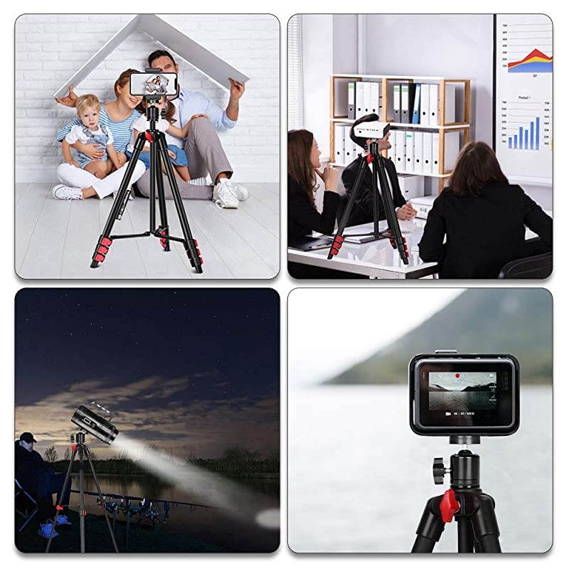 Phone Tripod Tripod for iPhone Camera Portable Lightweight Aluminum Tripod Stand with Universal Cell Phone Holder Carry Bag Remote Shutter for Phone Camera GoProLaser Measure Laser Level