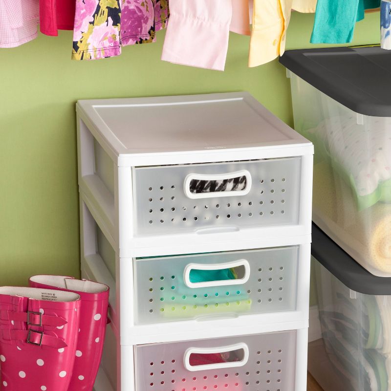 Homz Plastic 6 Clear Drawer Medium Home Storage Container Tower with 4 Large Drawers and 2 Small Drawers, Black Frame