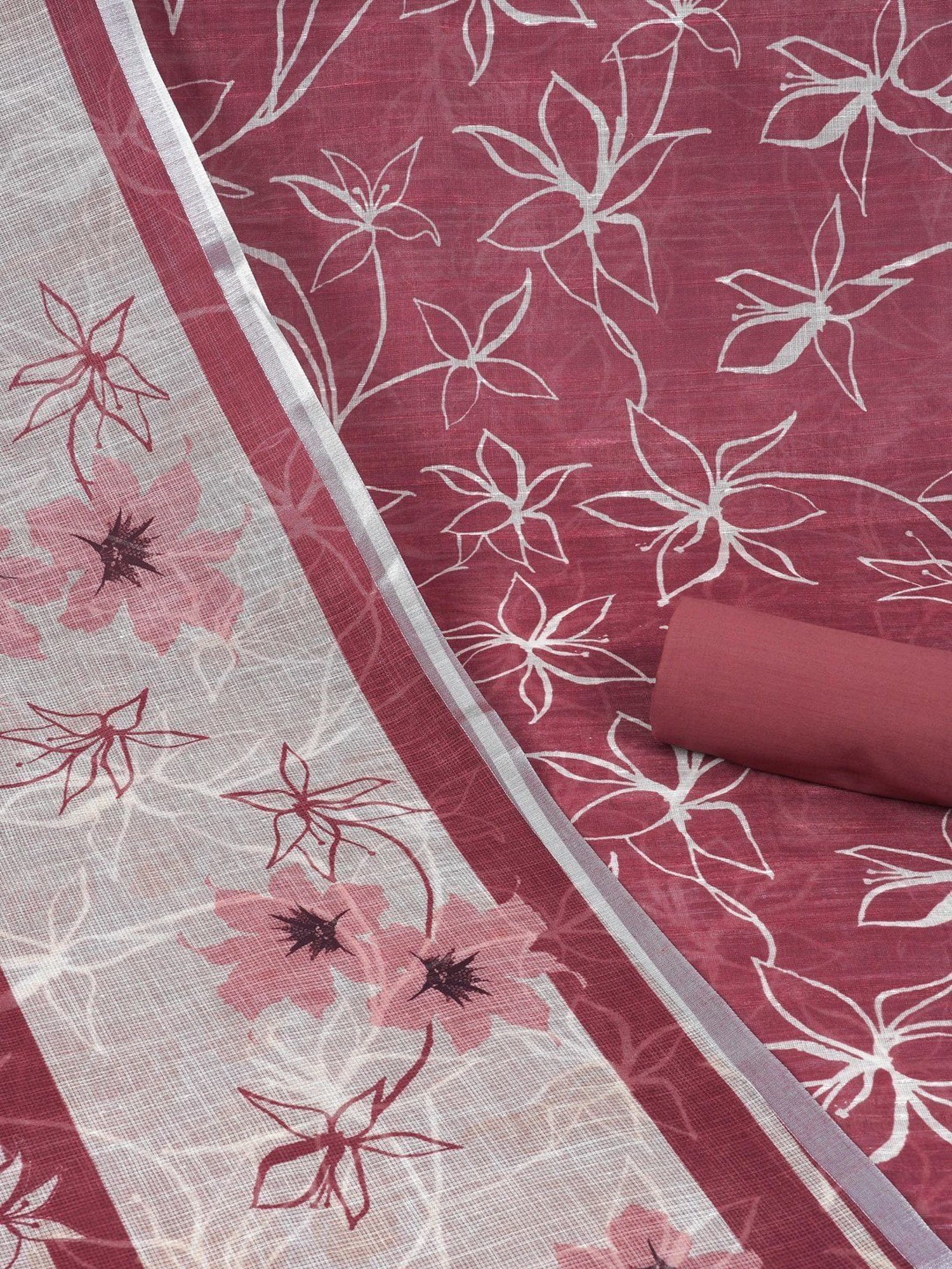 Kami Kubi Red Floral Dress Material