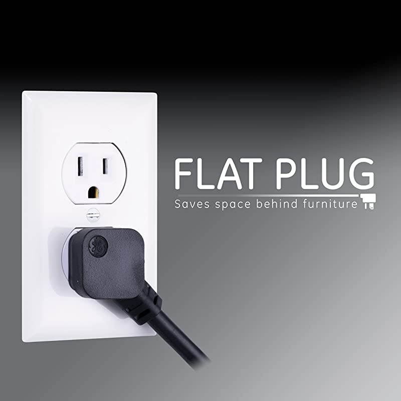 Black, Strip Sur Protector Charr, 7 Outlets, 2 USB Ports, Fast Char, Flat Plug, Long Power Cord, 3 Feet, Wall Mount, Warranty, 37054, 3 Ft