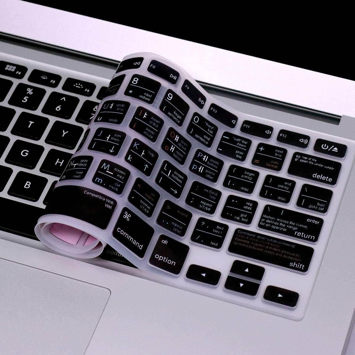HRH Korean Shortcut Hotkey Silicone Keyboard Cover Skin for MacBook Air 13,Pro 13/15/17 (with or w/Out Retina Display, 2015 or Older Version)&Older iMac USA Layout Keyboard Protector-Vim VI
