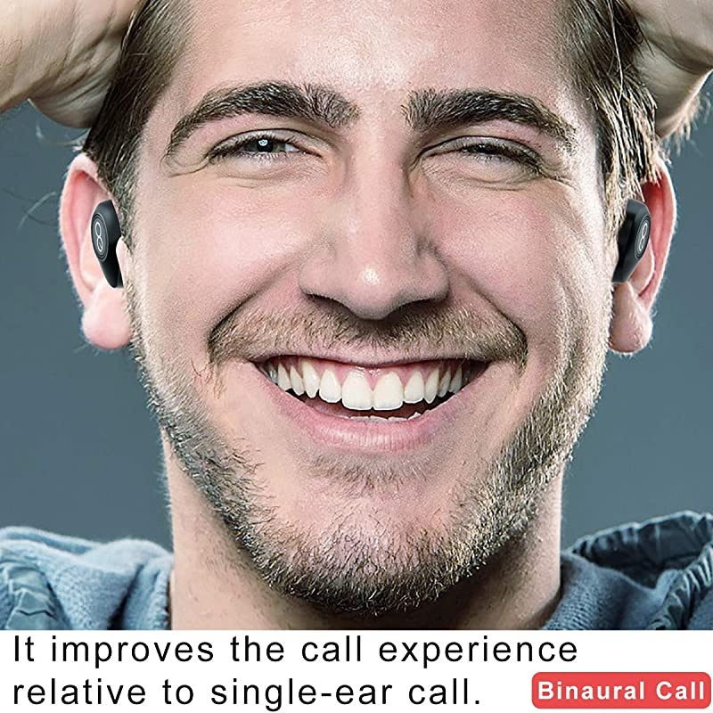 5.0 Bluetooth Headphones Binaural Call True Wireless Earbuds 20H Playtime HD Stereo Bass Sound Mini in Ear Bluetooth Earphones with Built in Mic and Charging Case for Sports Running