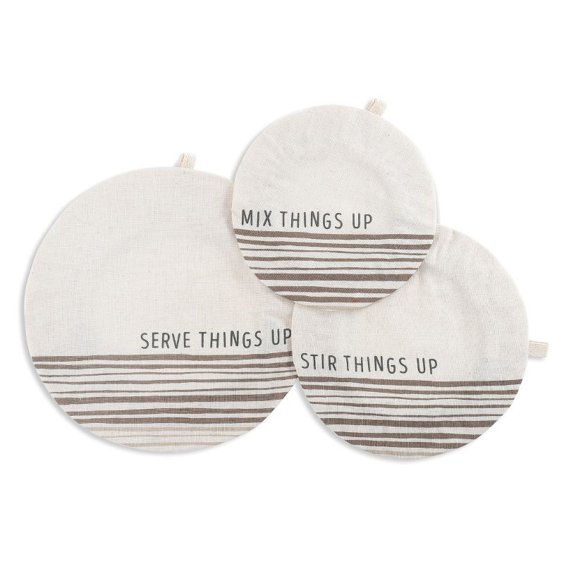 DEMDACO Stir Things Up Dish Covers Set of 3 11 x 11 - White