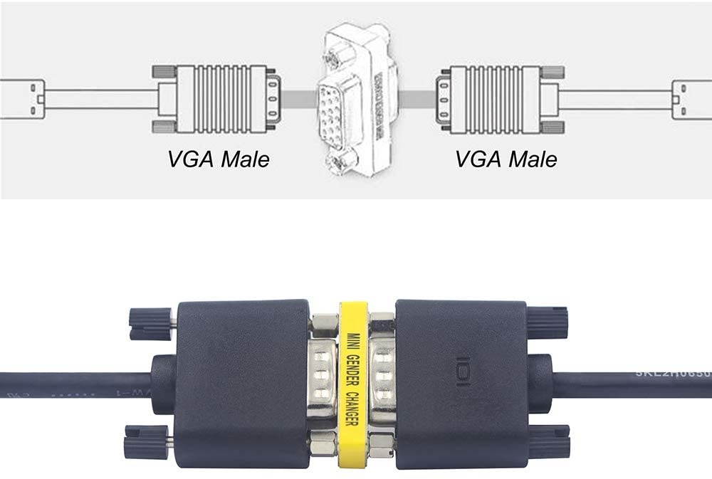 VCE 4-Pack VGA SVGA Coupler HD15 Female to Female Mini Gender Changer Coupler Vga Cable Adapter