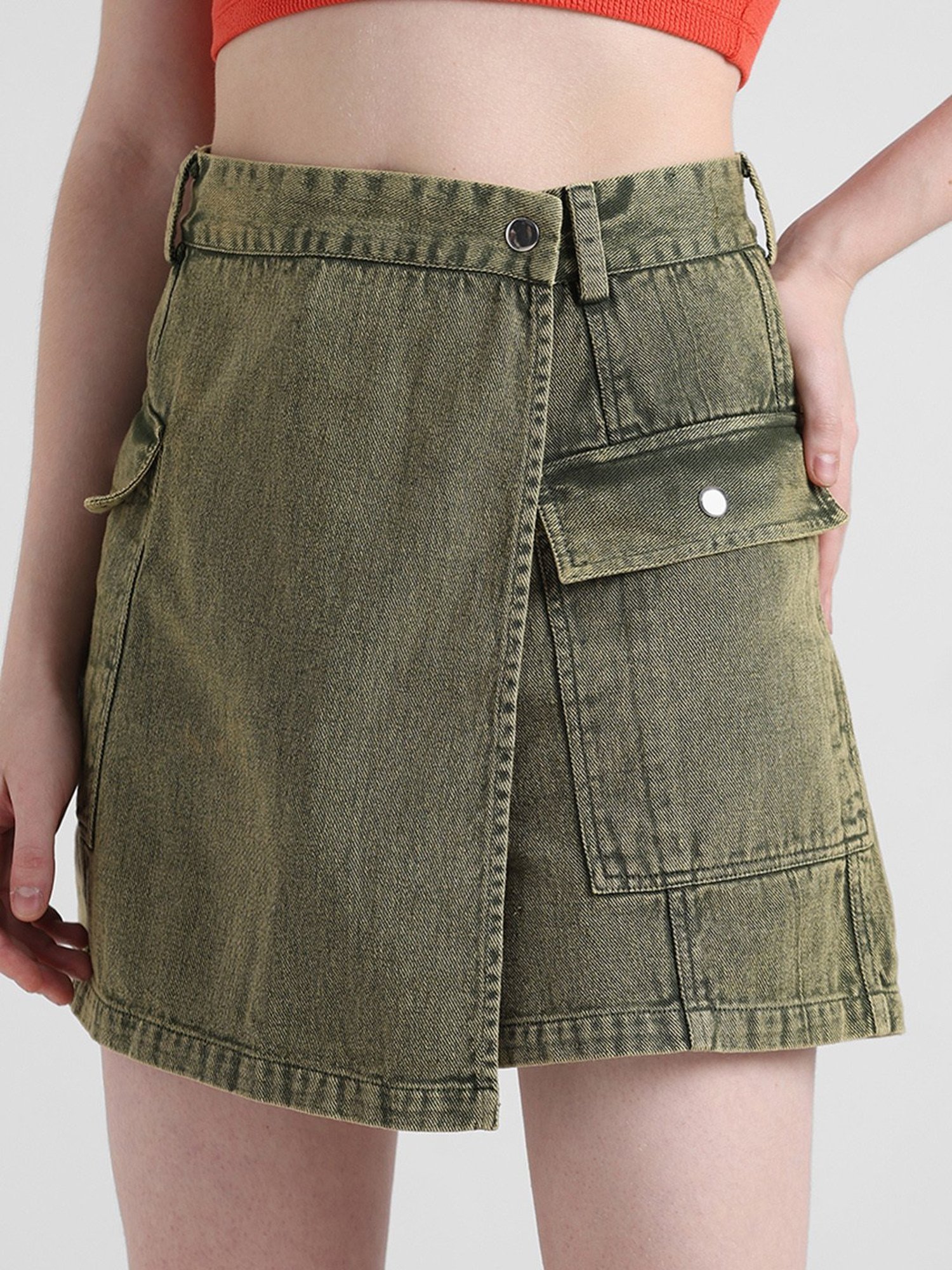 Belle Fille Sky Blue & Beige Printed Skirt