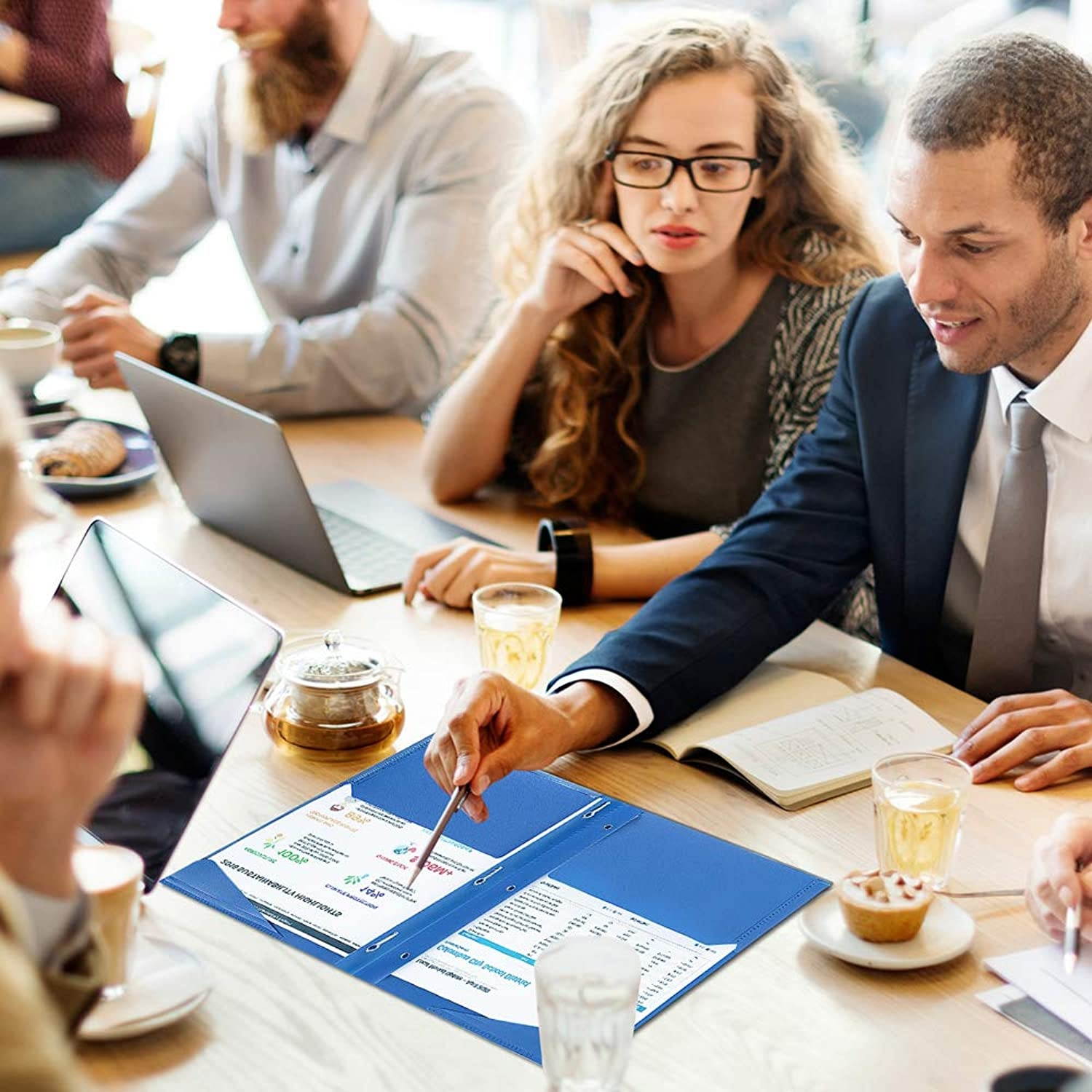 WOT I for 2 Pocket Folders with Clear Front Pocket-8 Pack and 3 Prong Folders Letter, Heavy Duty Folders Customizable Cover, Suitable for School, Home, and Work