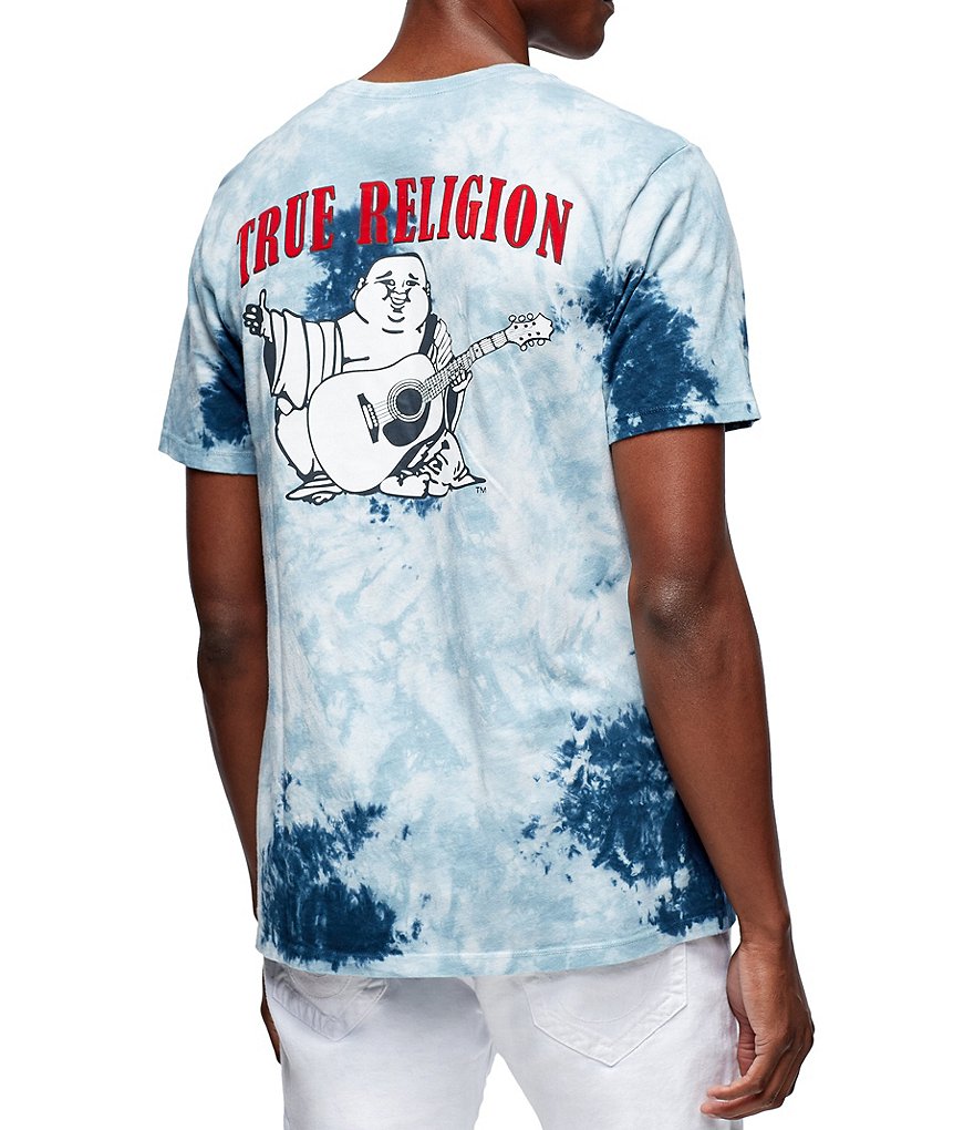 True Religion Buddha Logo Crew Neck Short-Sleeve Tie-Dye Graphic T-Shirt