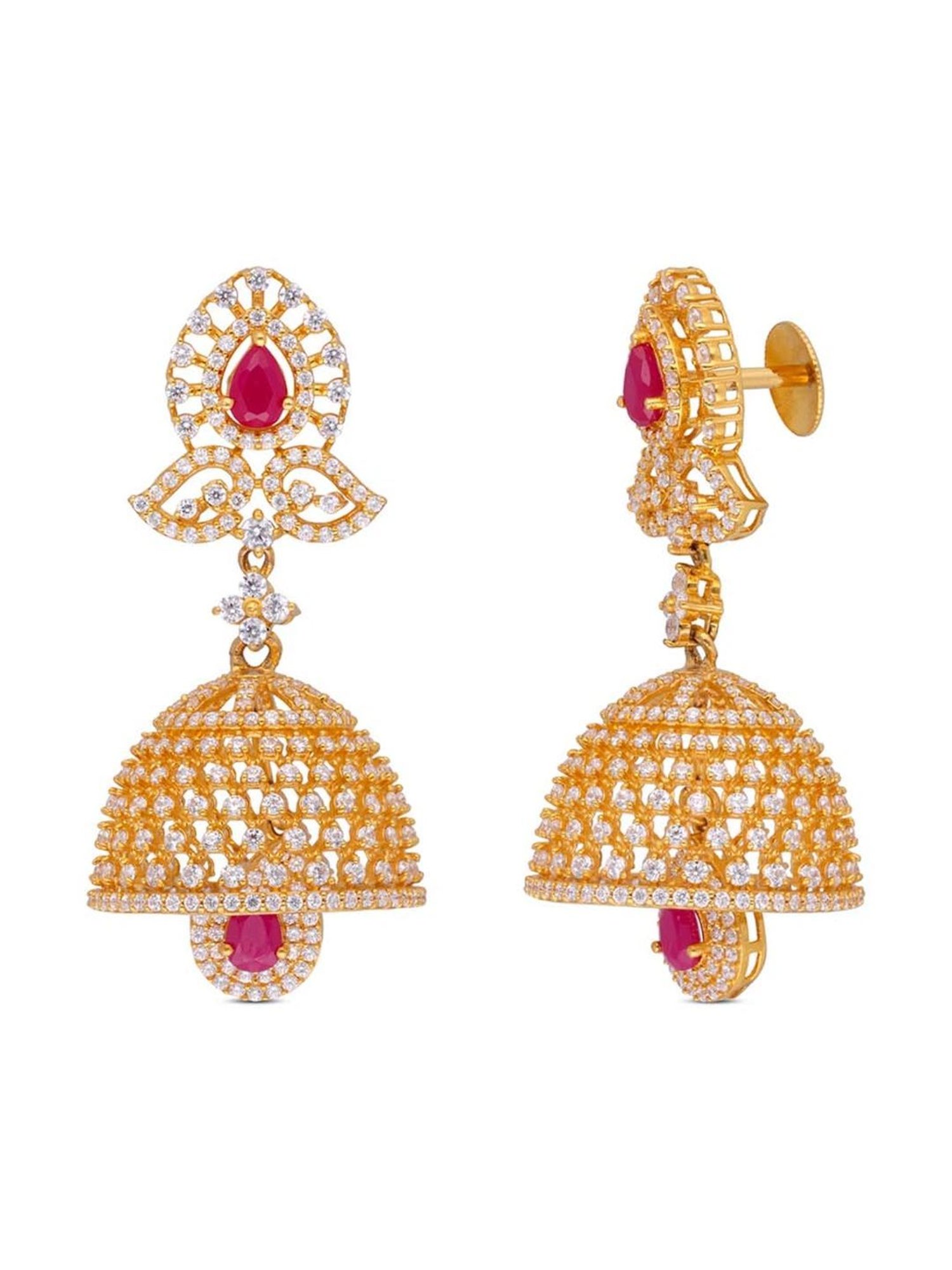 CKC Radiant Charm: Gold Jumka with Zircon and Ruby Stones